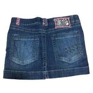 Low Rise Denim Mini Skirt with Pink Cheetah Accents